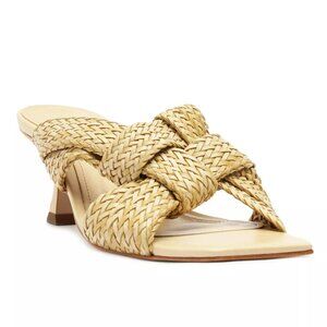 168$ SCHUTZ Kali Kitten Heel Slip On Sandals Women's Size 8 US Beige